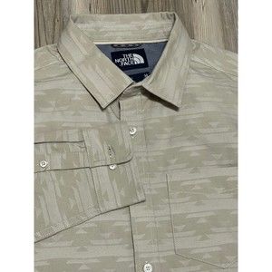 The North Face Mens Size M Tan Aztec Print Long Sleeve Button Up Shirt